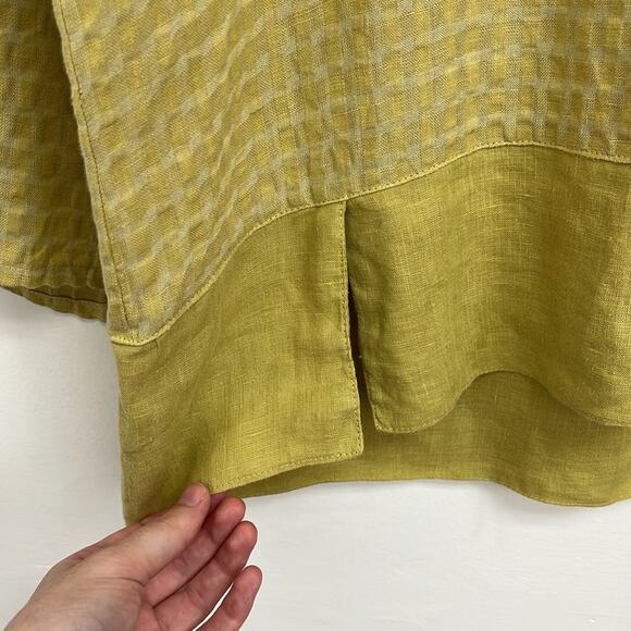 Linnea Linen-Blend Artsy Lagenlook Boxy Roll Tab Lightweight Wide Neck Top Small - Picture 9 of 14